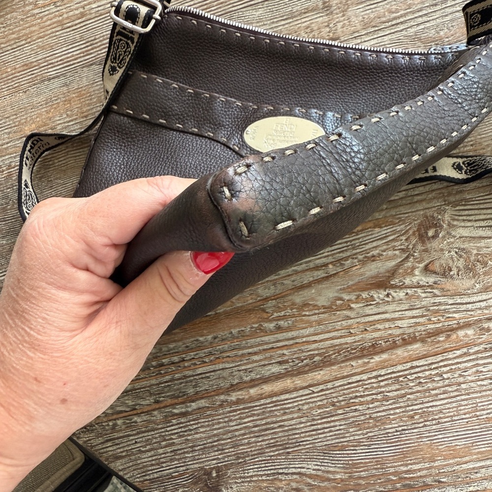 Fendi Crossbody Selleria Leather Zip Top Messenger Bag Brown COLLECTOR’S ITEM - Picture 8 of 16